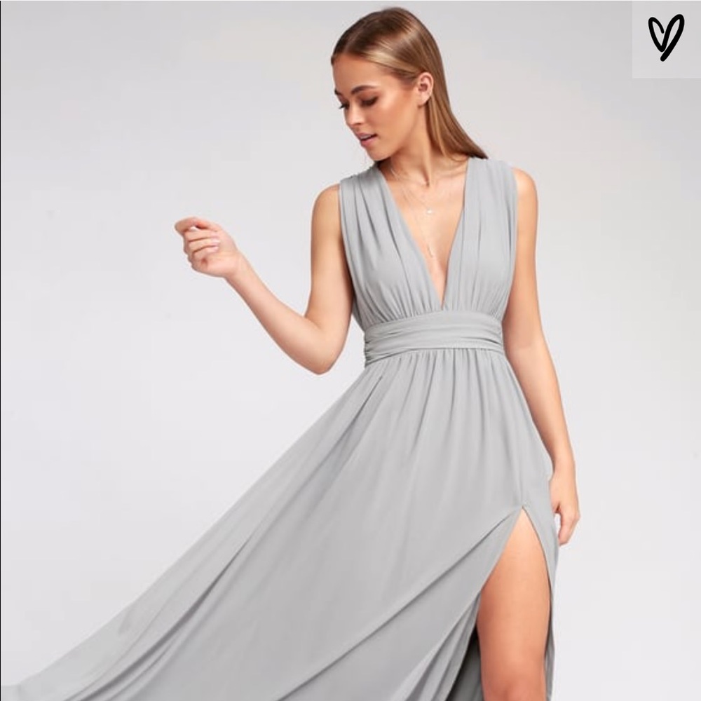 Light grey maxi/bridesmaid dress Lulu’s